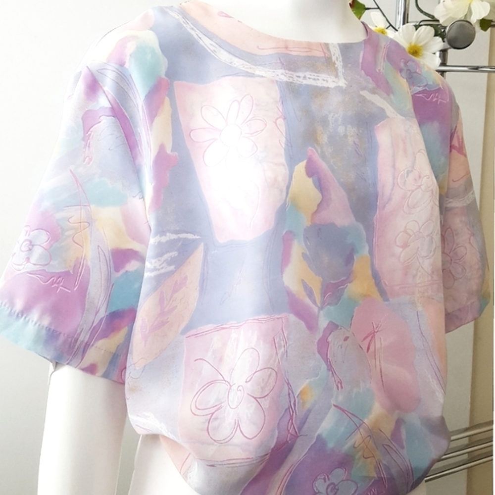 Vintage Y2K 90's💟Multicolor Colorful Short Sleeve Top